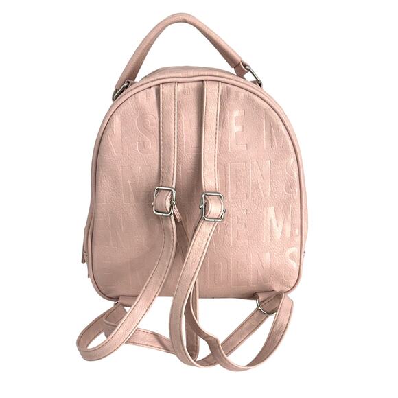 Steve Madden Womens Mini Backpack Blush Pink Leather Embossed Gold Tone Hardware - Picture 2 of 9